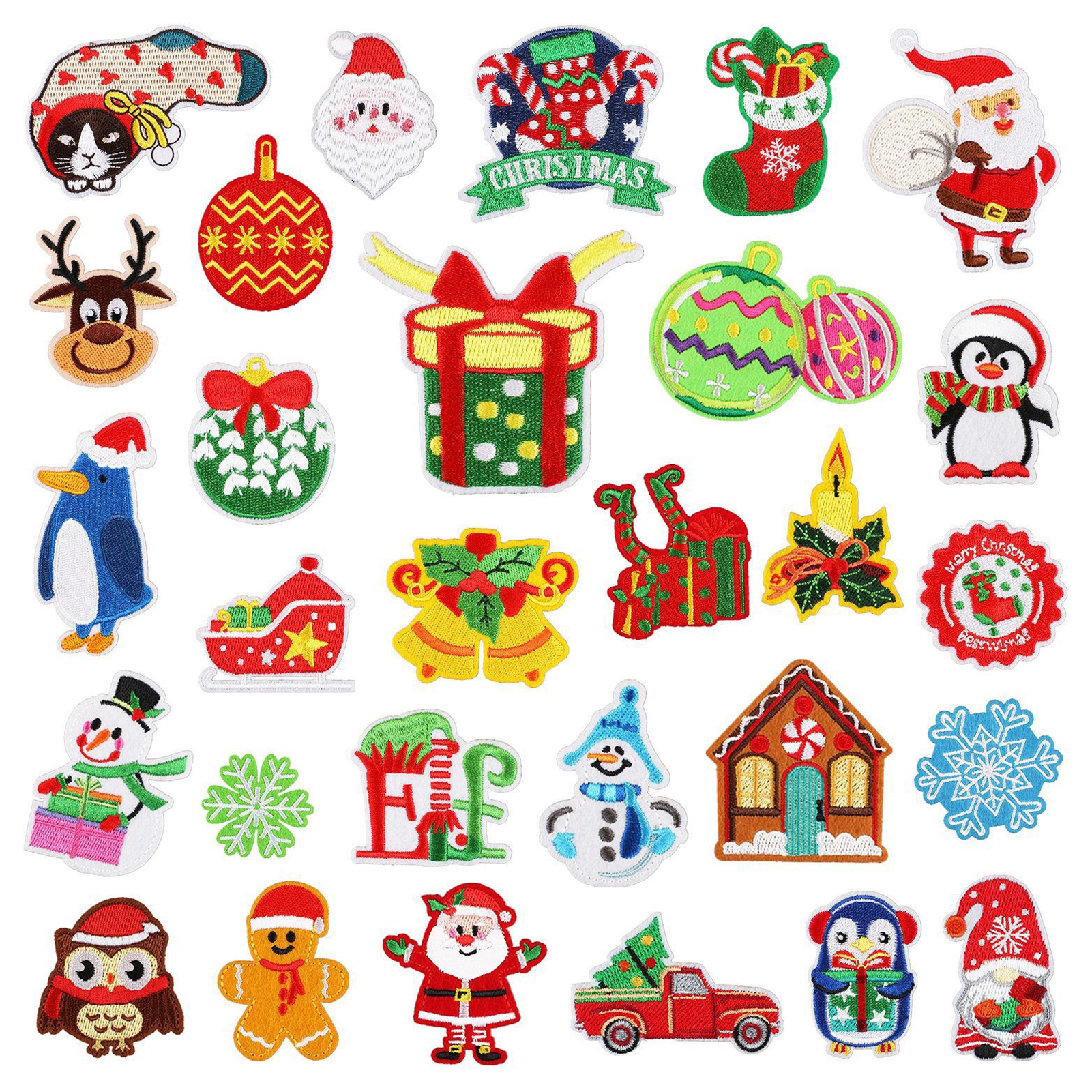 Washranp 29Pcs Merry Christmas Iron on Transfers Patches for Clothing ...