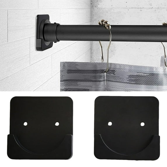 Washranp 2Pcs Shower Curtain Rod Holders,Square/Hexagonal Wall Mounted Shower Retainer Drill-Free Install Tension Holders for Home