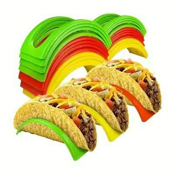 Washranp 2Pcs Taco Holder Stands,BPA Free Plastic Flat Bottom Taco Tray Plate Racks for Tortillas Burritos Hot Dog Stackable