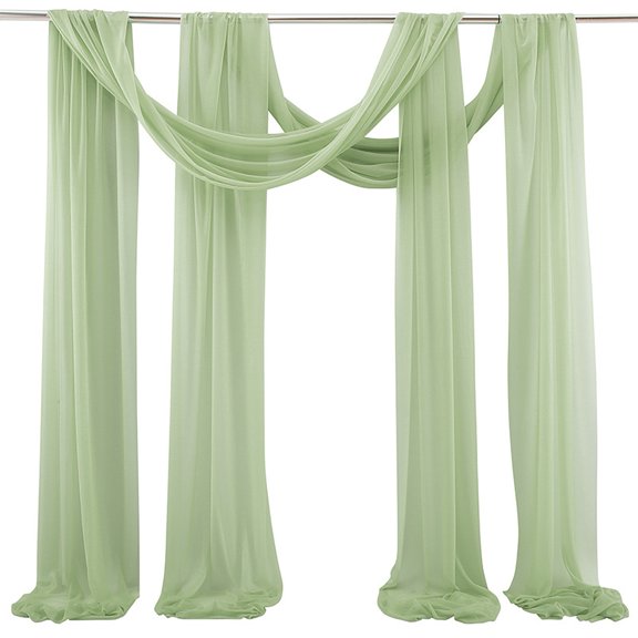 Washranp 2Pcs Wedding Arch Drapes Yarn Fabric Fade-resistant Sheer Backdrop Curtains for Party Ceremony Arch Stage Decorations