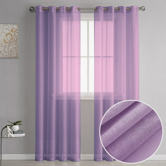 Washranp 2Pcs Window Curtain,Solid Grommet Easy to Install Solid Color Semi Sheer Curtains for Home Decor 39.37*98.43in