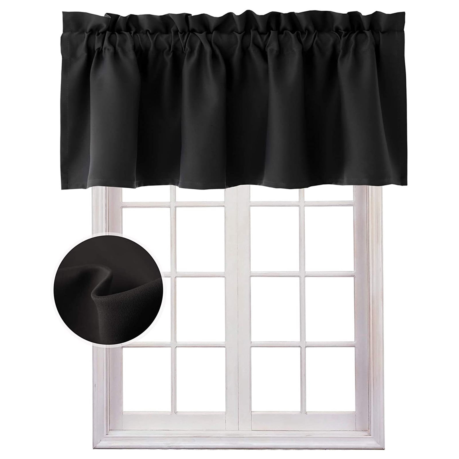Washranp 2Pcs Windows Valance,Solid Color Thermal Insulated Blackout ...