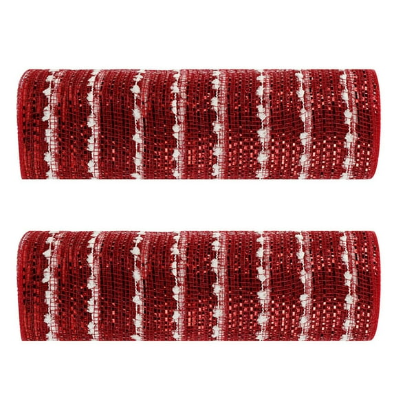 Washranp 2Rolls Mesh Wrapping Ribbbon,Christmas Tree Wreath Bowknot Making Deco Mesh Rolls for DIY Christmas Wreaths Party Decorations