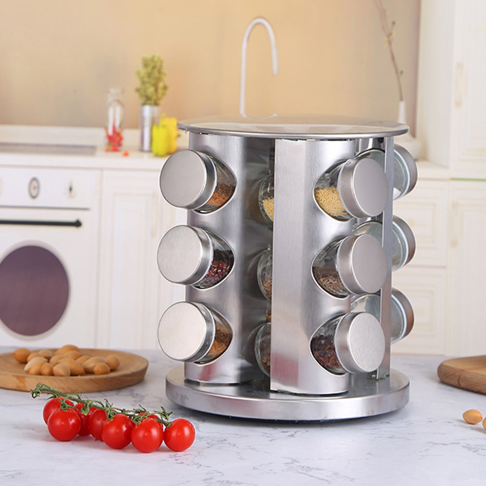 Rotating Spicy Rack Washranp 360-Degrees Rotating Spice Rack with Seasoning Bottle,Large ...