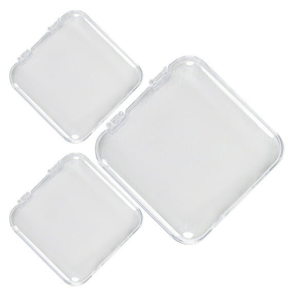 Washranp 3Pcs Plastic Press Nails Storage Box,Clear Mini Square Nails Display Box with Lid for Fake Nail Tips Earplugs Jewelry Nail Decorations Pills