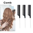 thumbnail image 1 of Washranp 3Pcs Rat Tail Comb Hair Comb,Rat Tail Carbon Fiber Heat Resistant Teasing Combs with Stainless Steel Pintail for Hair Rat tail Combs Salon, 1 of 4