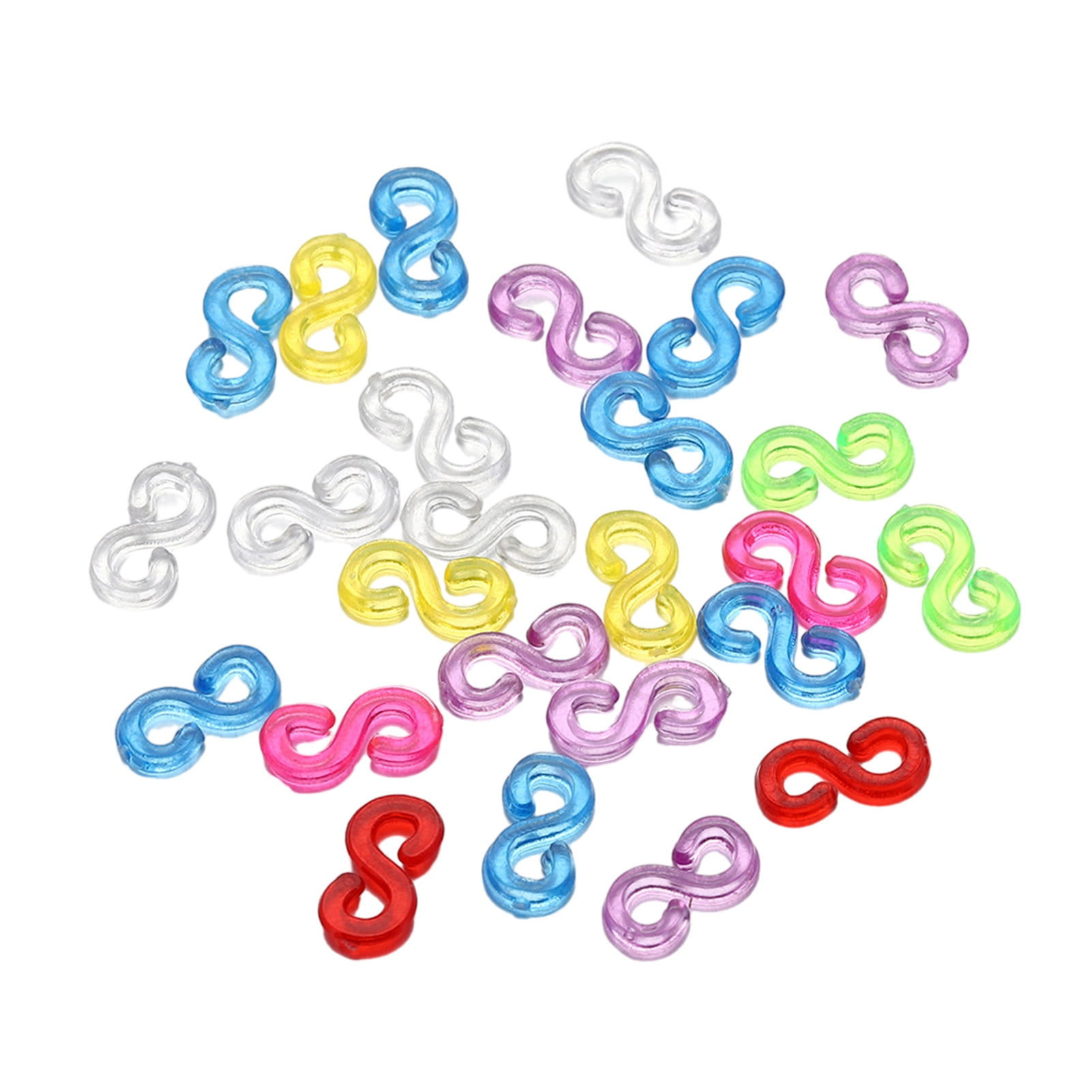 Washranp 500Pcs Rubber Band Clips,Elastic Buckles Sshaped Connectors Refills Kit Clip for Loom