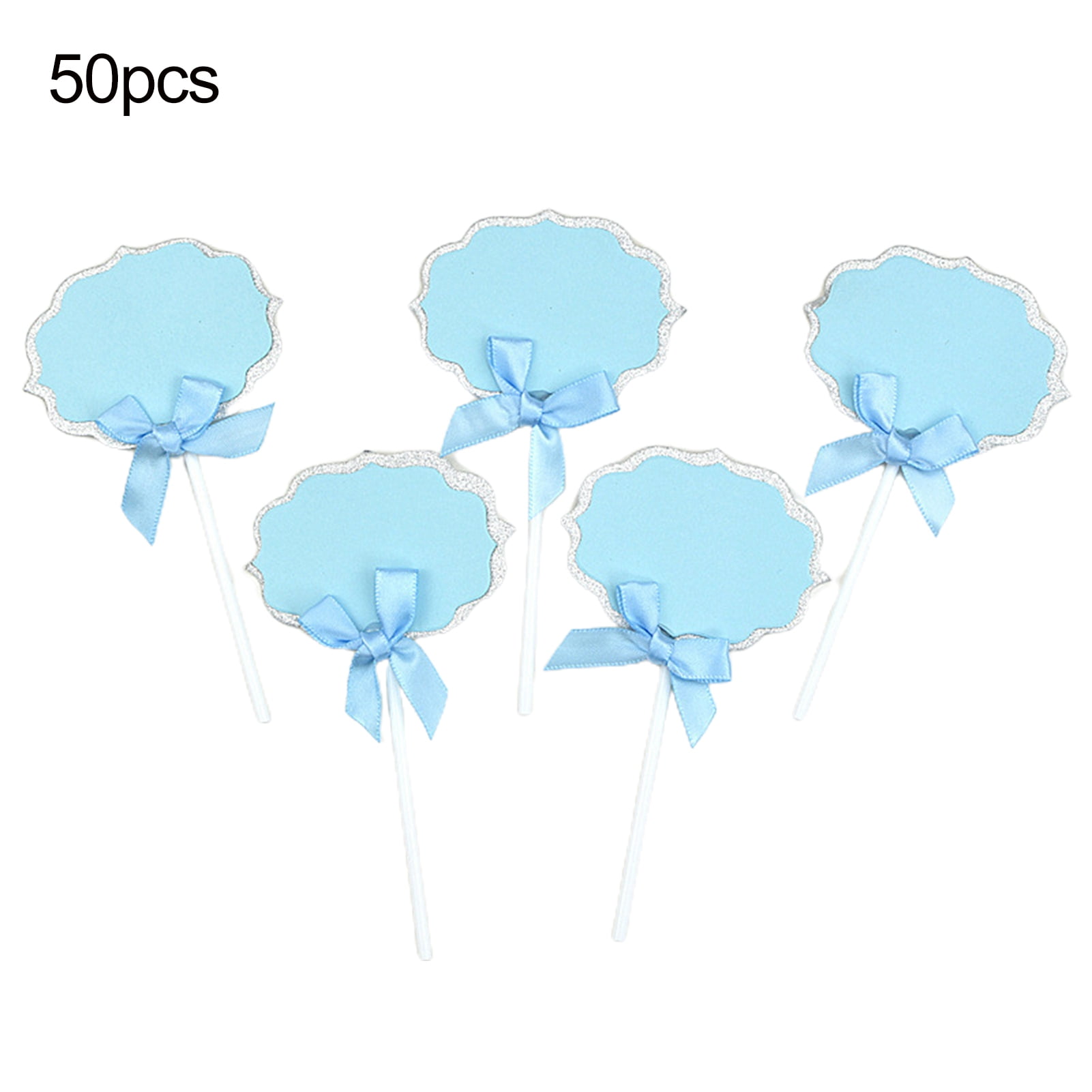 Washranp 50Pcs Cheese Markers Topper with Ribbon Bowknot Writable Paper ...