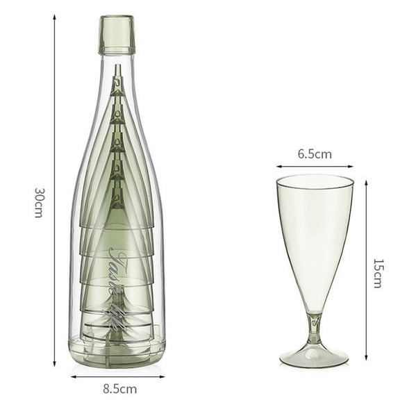 Washranp 5Pcs Plastic Wine Goblets with Storage Box,High Capacity Transparent Stackable Champagne Cocktail Cups