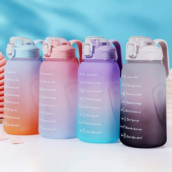 Washranp 68oz Sports Water Bottle with Straw and Bounce Lid,Plastic Gradient Color Leakproof BPA Free Drinking Gym Bottle