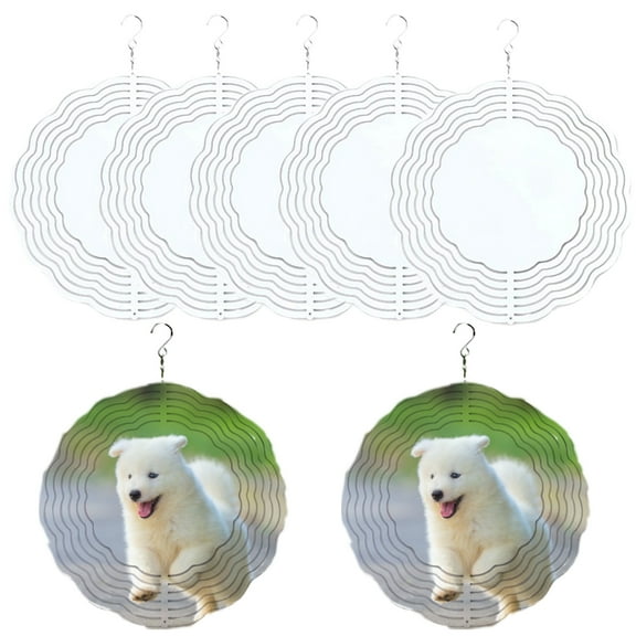 Washranp 8/10inch Sublimation Wind Spinner Blanks,3D Aluminum Wind Powered Kinetic Sculpture Flower Shape Spinner Suspension Trim for Yards Gardens