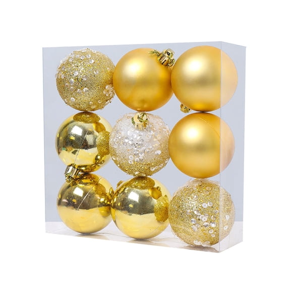 Washranp 9Pcs Christmas Balls Ornaments,Plastic DIY Shatterproof Christmas Tree Hanging Decorations Party Holiday Xmas Decor
