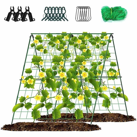 Washranp A-Frame Detachable Garden Trellis,Rust-proof Non-fading Plant Climbing Racks with Connection Clip and Tubes for Outdoor Plants Flowers Vegetables Tomato