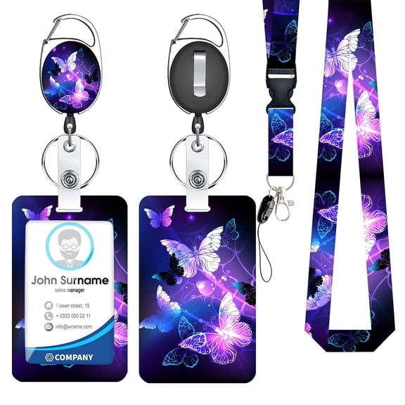 Washranp Badge Reel Retractable Heavy Duty with 360 Degrees Rotate Carabiner Clip,ID Name Badge Holder with Detachable Lanyard for Nurse Teacher Office Gifts