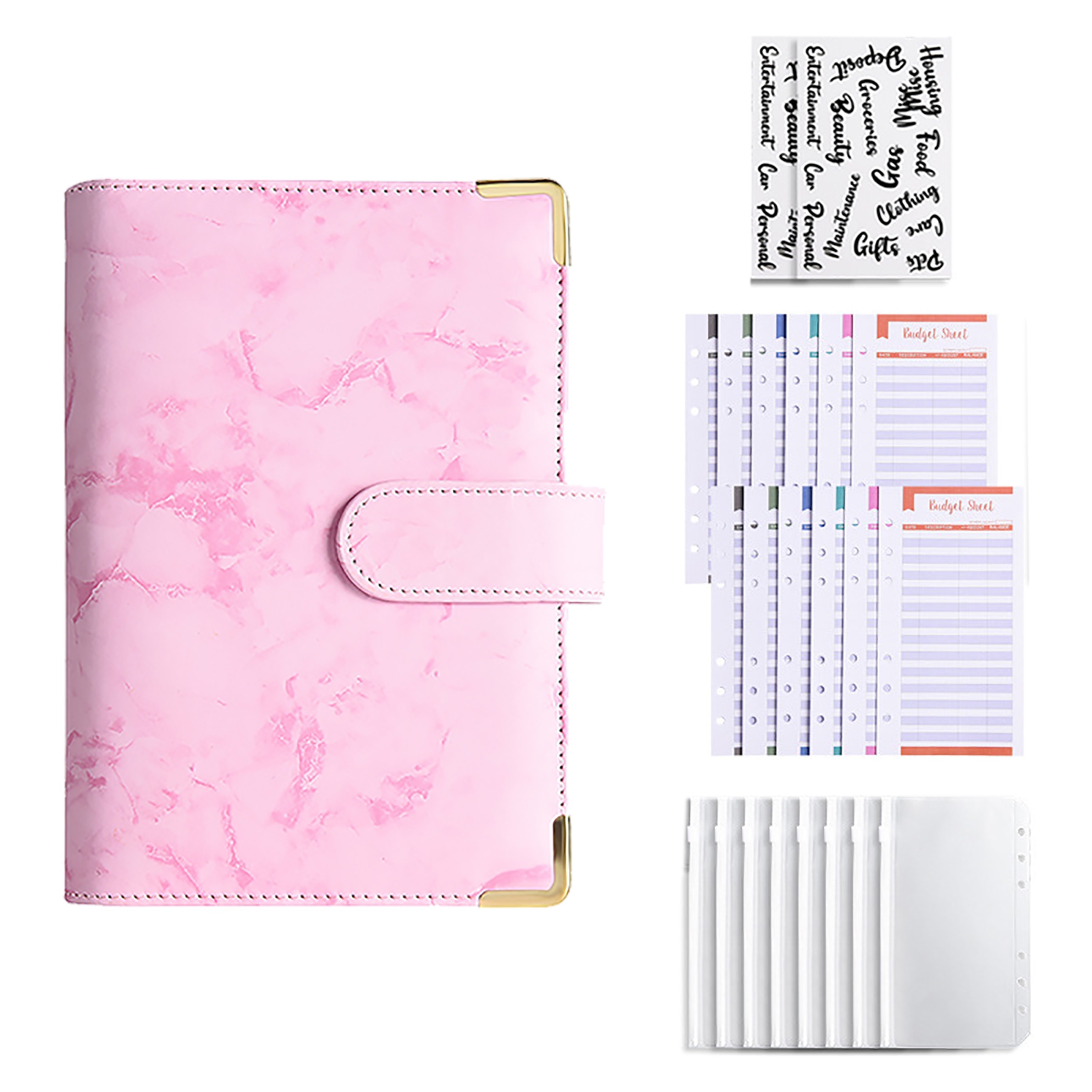 Washranp Budgeting Binder with Zipper Bags,Premium A6 Budgeting Cards