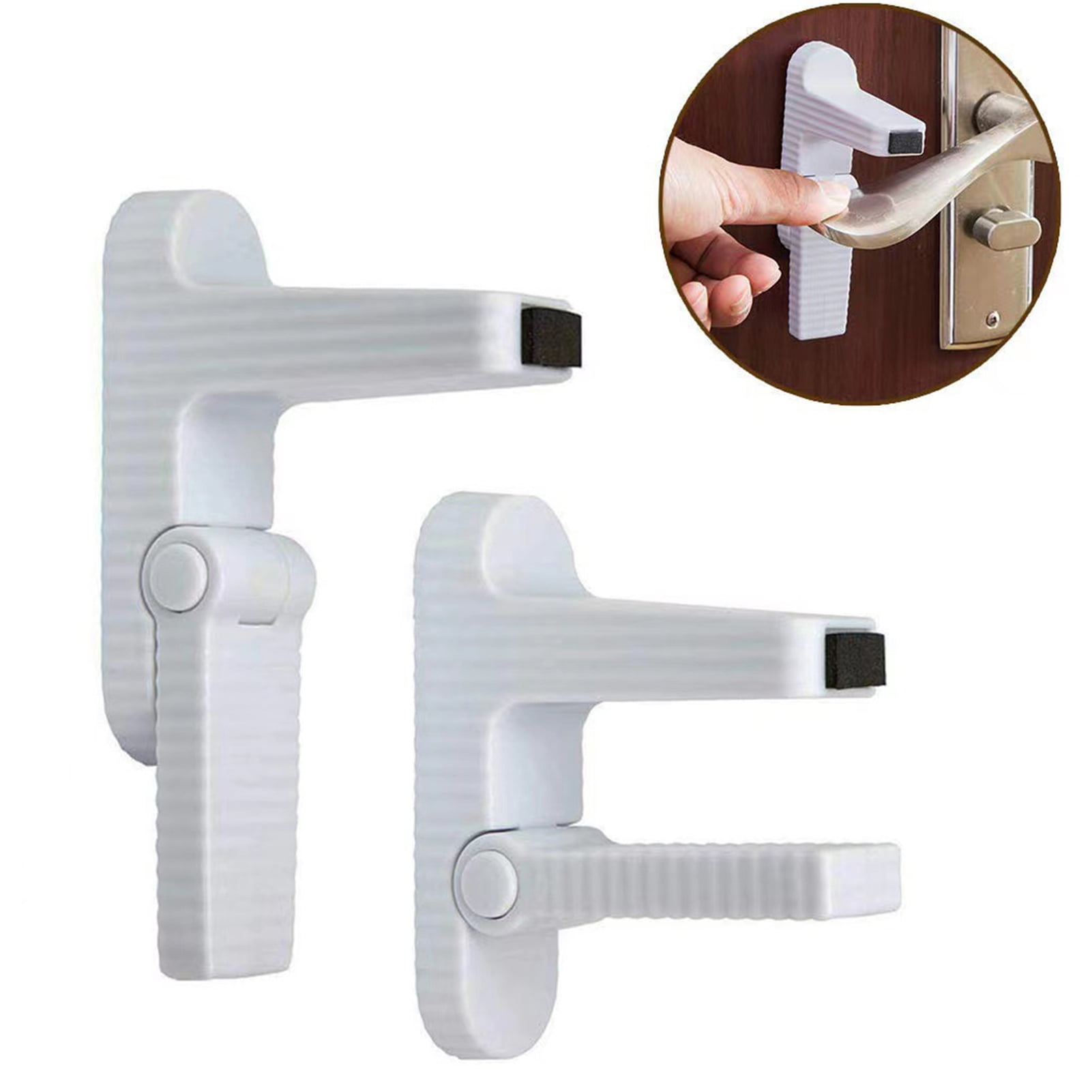 Washranp Childproof Door Lever Safety Lock,Durable Plastic SelfAdhesive Foldable Door Handle