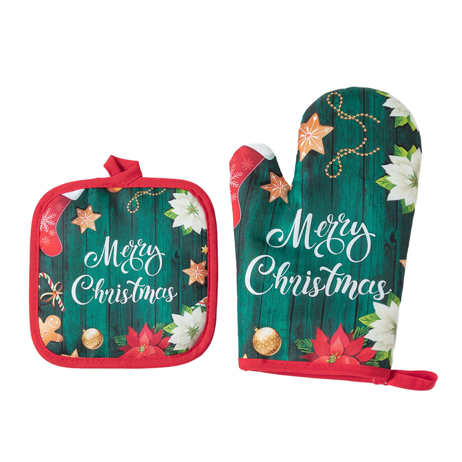 Washranp Christmas Candy Oven Mitts,Heat Resistant Merry Xmas Kitchen
