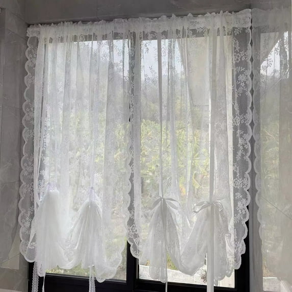 Washranp Classic White Floral Sheer Lace Curtain, 39.37 x 59.06 in