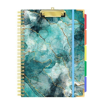 Washranp Clipboard Folio with Refillable Lined Notepad 5 Interior Storage Dividers Side Pockets File Folder Colorful Labels Clipboard