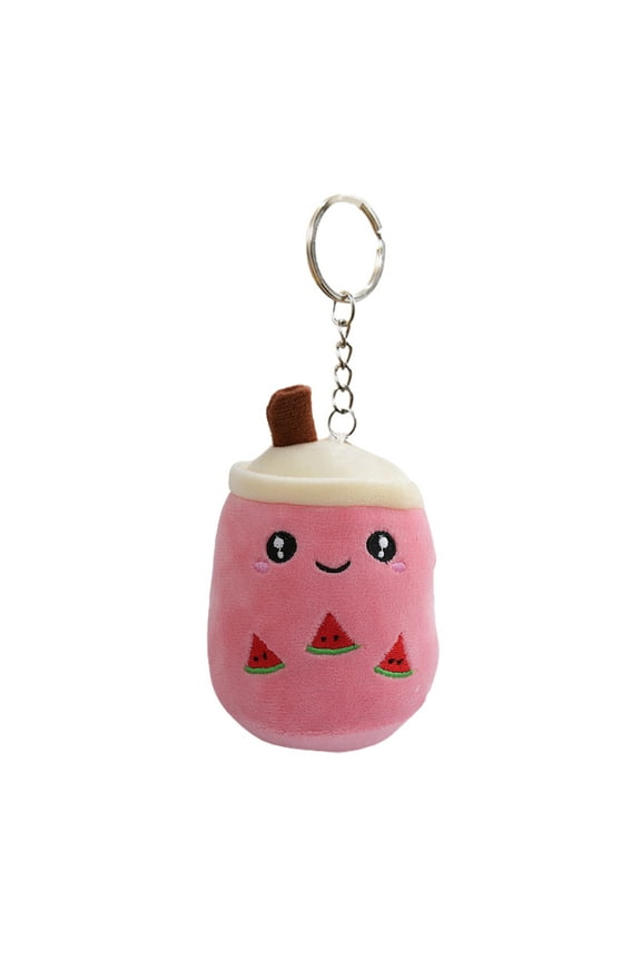 Cute Bubble Tea Plush Toy Stuffed Food Shaped Keychain,Soft PP Cotton Fully Filled Plushies Keyring Backpack Decor