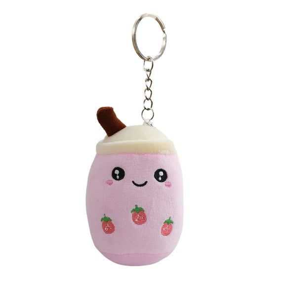 Washranp Cute Bubble Tea Plush Toy Stuffed Food Shaped Keychain,Soft PP Cotton Fully Filled Plushies Keyring Backpack Decor
