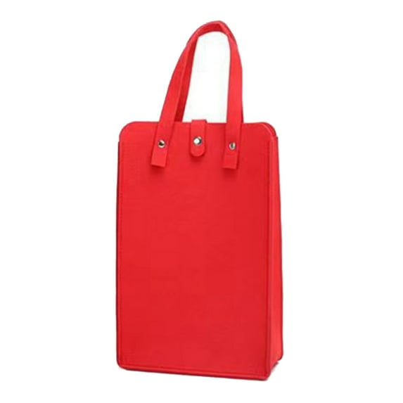 Washranp Double Bottle Reusable Wine Gift Bags,Solid Color Felt Wine Carrier Tote Bag with Handle for Party Favors Travel Champagne Beer Beverage Packaging