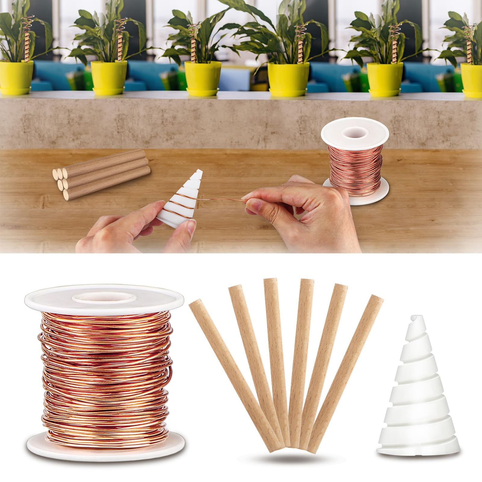 Washranp Electroculture Gardening Pure Copper Wire with Fibonacci Coil