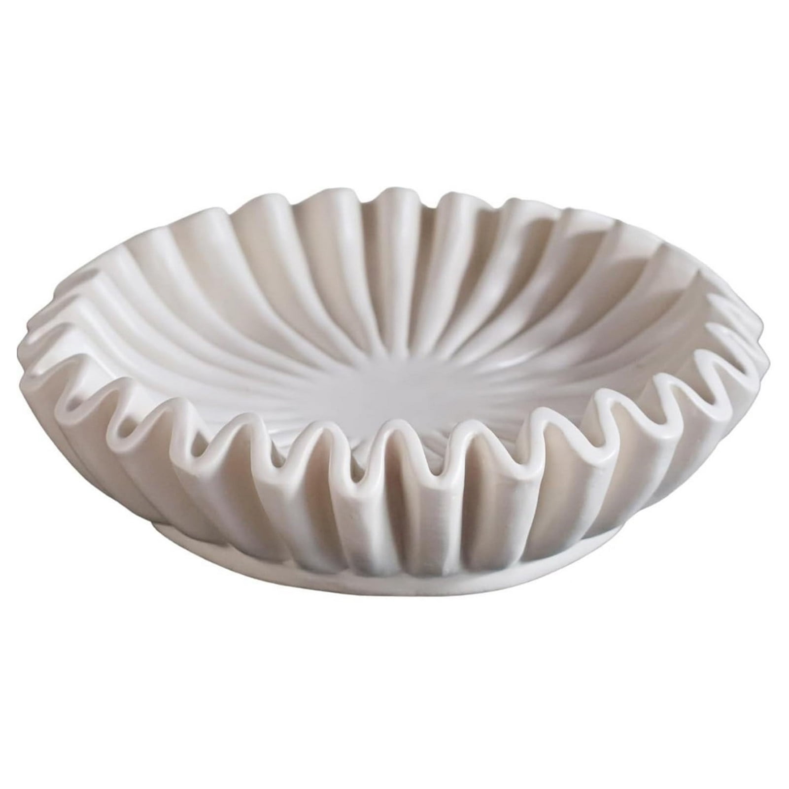 Washranp Fluted Ruffle Decorative Bowl,Resin 2Size Bowl Living Room