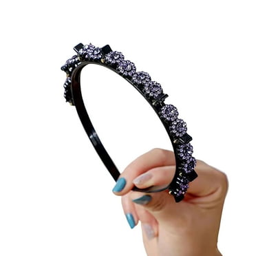 Washranp Hair Hoop,Non-slip Shiny Rhinestone Twist Clip Headband with Toothed Headband Braid Tool for Women Girls