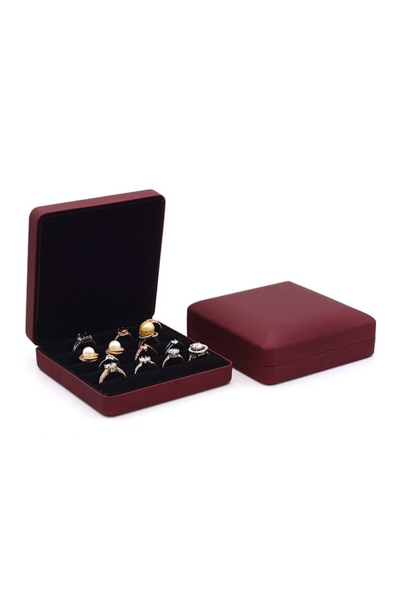 Multiple Ring Storage Boxes,Solid Color Large Capacity Portable Velvet Compact Travel Jewelry Organizer Case