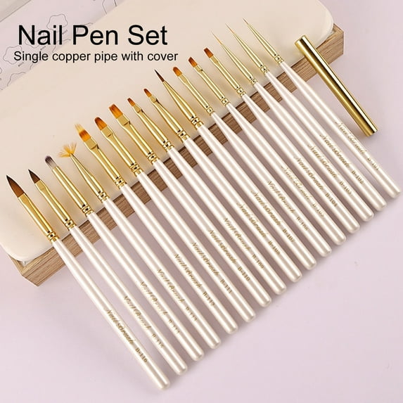 Washranp Nail Art Brushes Set,Nylon Wool Soft Bristles or Flexible Nib with Lid DIY Smudge Brush Nail Salon Manicure Supplies