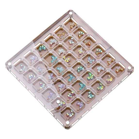 Washranp Nail Glitter Rhinestone Organizer Box,Clear Acrylic Nail Art Decoration Storage Container Tool for Earrings Jewelry Beads