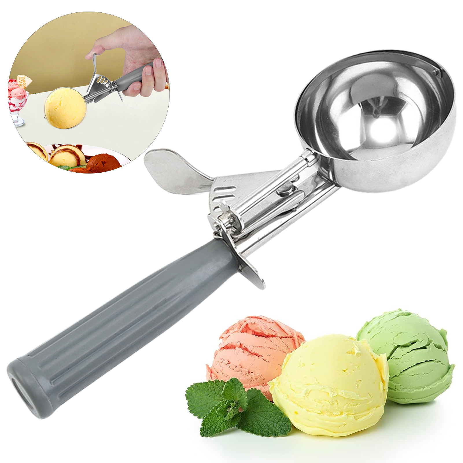 Washranp Portion Ice Cream Scoop with Trigger Release,Commercial-Grade ...