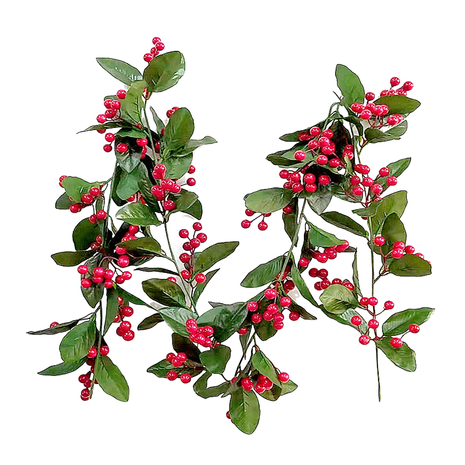Washranp Red Berry Christmas Garland with Green Leaves,Wall Hanging ...