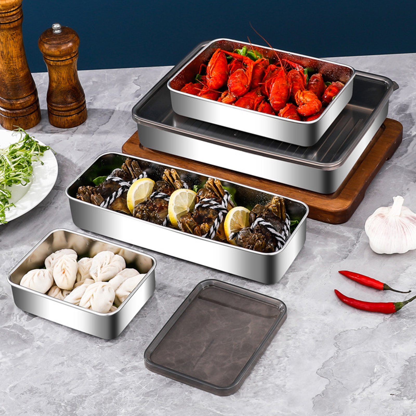 Washranp Refrigerator Food Container with Lids and Elevated Base