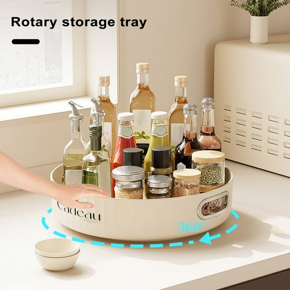 Washranp Round Turntable Organizer Rack,Multifunctional 360-Degree Rotating Fruit Container Bins Makeup Storage Holder for Pantry Fridge Countertop