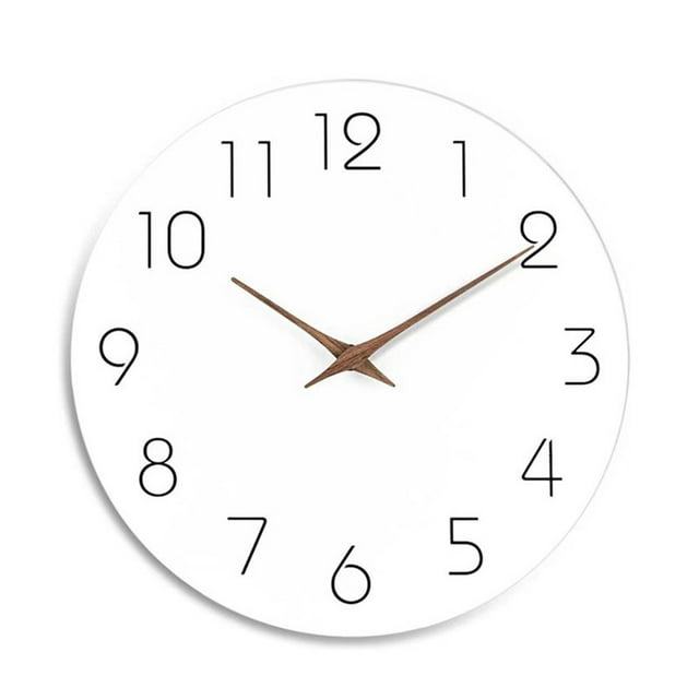 Washranp Round Wall Clock,Silent Non-Ticking Wood Modern Hanging Clock ...