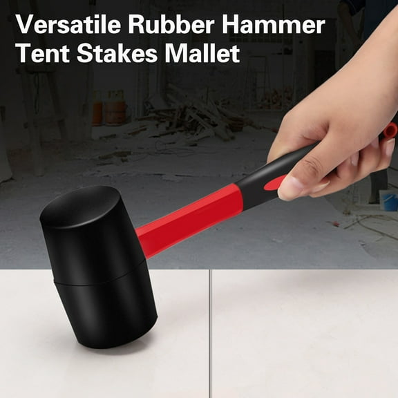 Washranp Rubber Mallet Hammer with Non-slip Handle,Wear Resistant Shock Double-Faced Camping Hammer