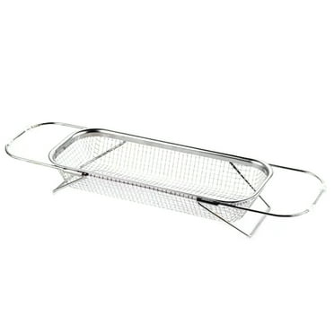 Washranp Sink Oval Colander Strainer Basket,Stainless Steel Expandable Fine Mesh Over The Sink Drainer Basket with Handle Kitchen Gadgets Tools
