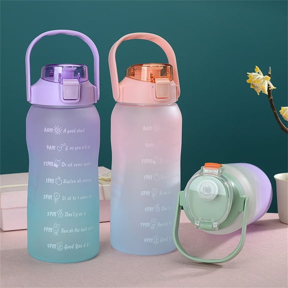 Washranp Sports Water Bottle with Straw and Bouncing Lid,Plastic Large Capacity Gradient Color Drinking Bottle for Outdoors