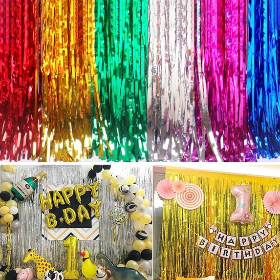 Washranp Tinsel Foil Fringe Curtains Photo Booth Props Shining Tassel Backdrop Home Decor