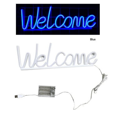Washranp Welcome Neon Sign,Plastic Welcome Letter Wall Art Light Up Sign for Birthday Party Christmas Home Decor