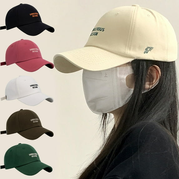 Washranp Women Baseball Hat,Adjustable Letter Embroidery Long Brim Solid Color Hip-hop Hat