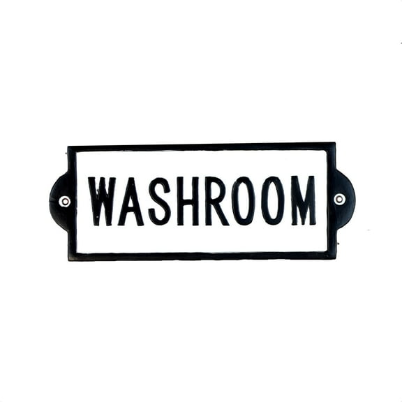 Washroom Door Sign White Metal Farmhouse Bathroom Wall Plaque Rustic Home Decor