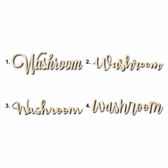 Washroom Sign Unfinished Wood Cutout Home Decor DIY Option 1- 20" Wide / 1/2"