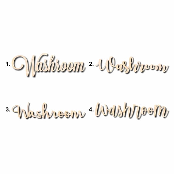 Washroom Sign Unfinished Wood Cutout Home Decor DIY Option 3- 36" Wide / 1/2"