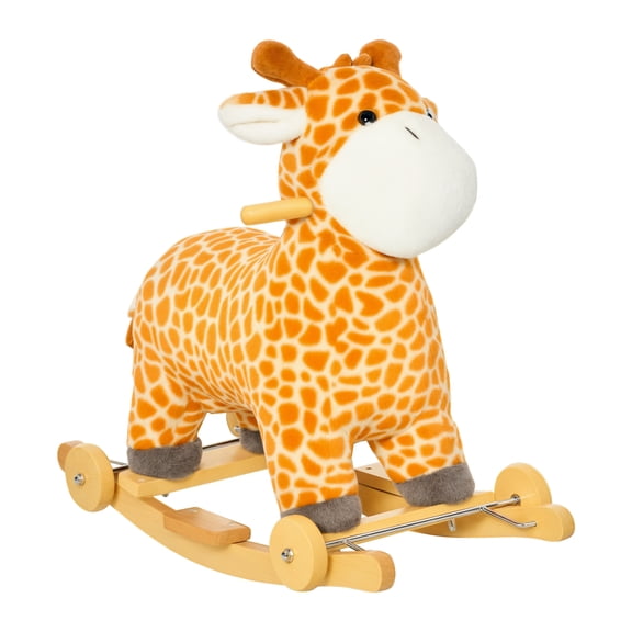 Washure 2-in-1 Rolling Giraffe Rocking Horse with Sound for 3-6 Years, Yellow