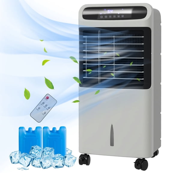 Washure 3 In 1 Portable Ice Evaporative Air Cooler Remote Control Timing Swing Air Cooling Fan Gray
