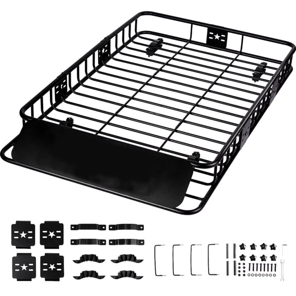 Washure 64396 Inch Extendable Heavy Steel Roof Cargo Basket, 200 LBS Loading Universal Rooftop Luggage Carrier for SUV & Truck