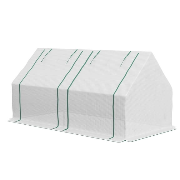 Washure 6x3x3 ft Small Portable Garden Hot House, Dual PE/PVC Interchangeable Covers, 2 Roll-Up Vent Windows, Clear Transparent Shell